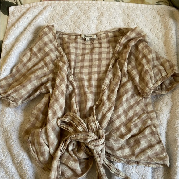 Madewell Sweetheart Wrap Top in Gingham Check - Picture 5 of 7